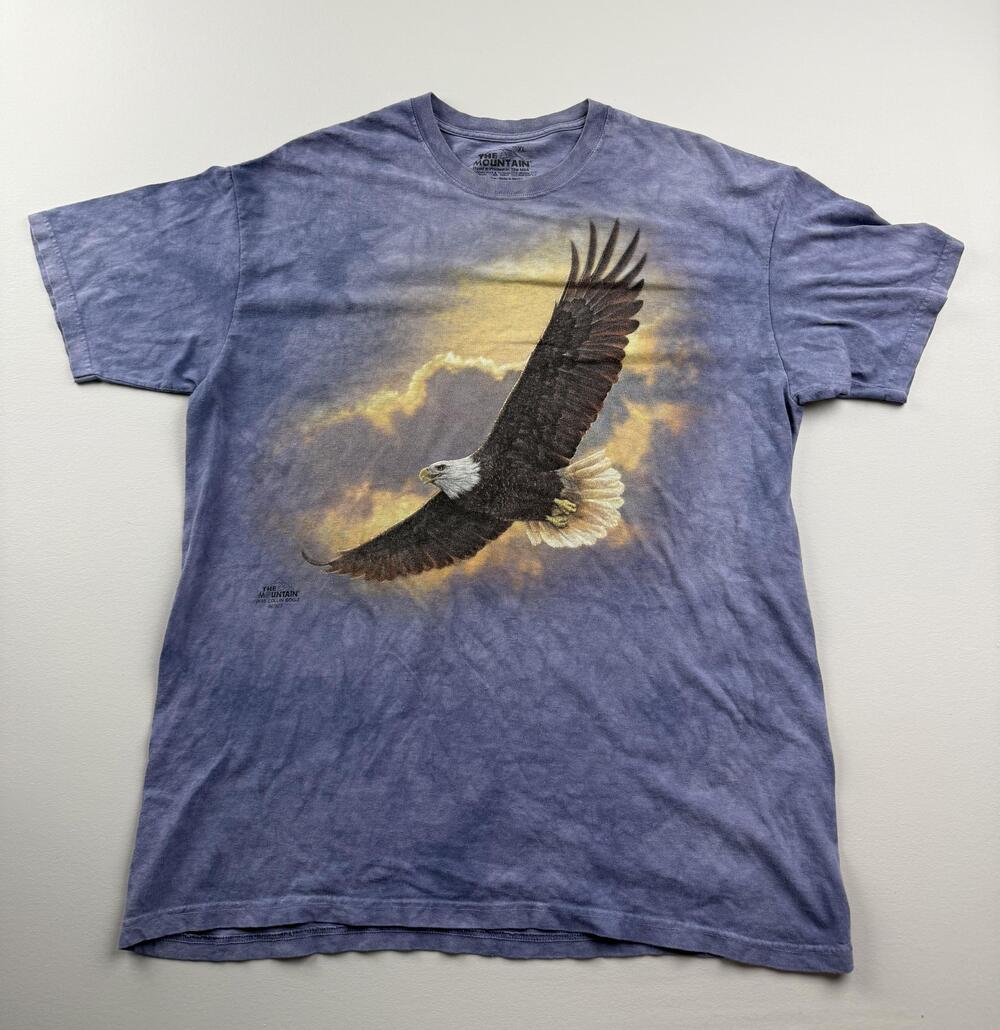 The Mountain Shirt Mens XL Blue Bald Eagle Graphic Tee Patriotic USA Tagless